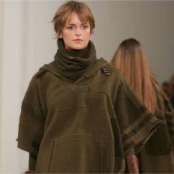 Ralph Lauren Collection Fall 2006 Olive Patchwork Blanket Hooded Anorak Poncho - Picture 5 of 17